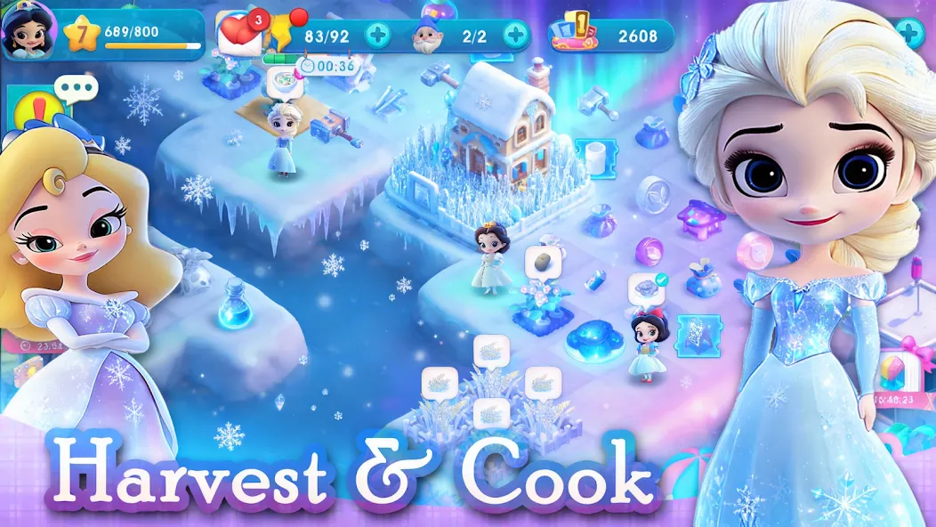 Merge Isle castle restoration screenshot with princess island decorations.